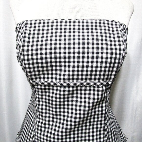 White House Black Market Black and White Gingham Strapless Bustier Corset Top - Picture 3 of 11